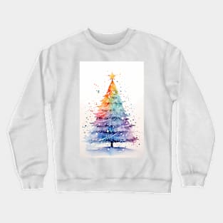 Rainbow Colored Watercolor Christmas Tree Crewneck Sweatshirt